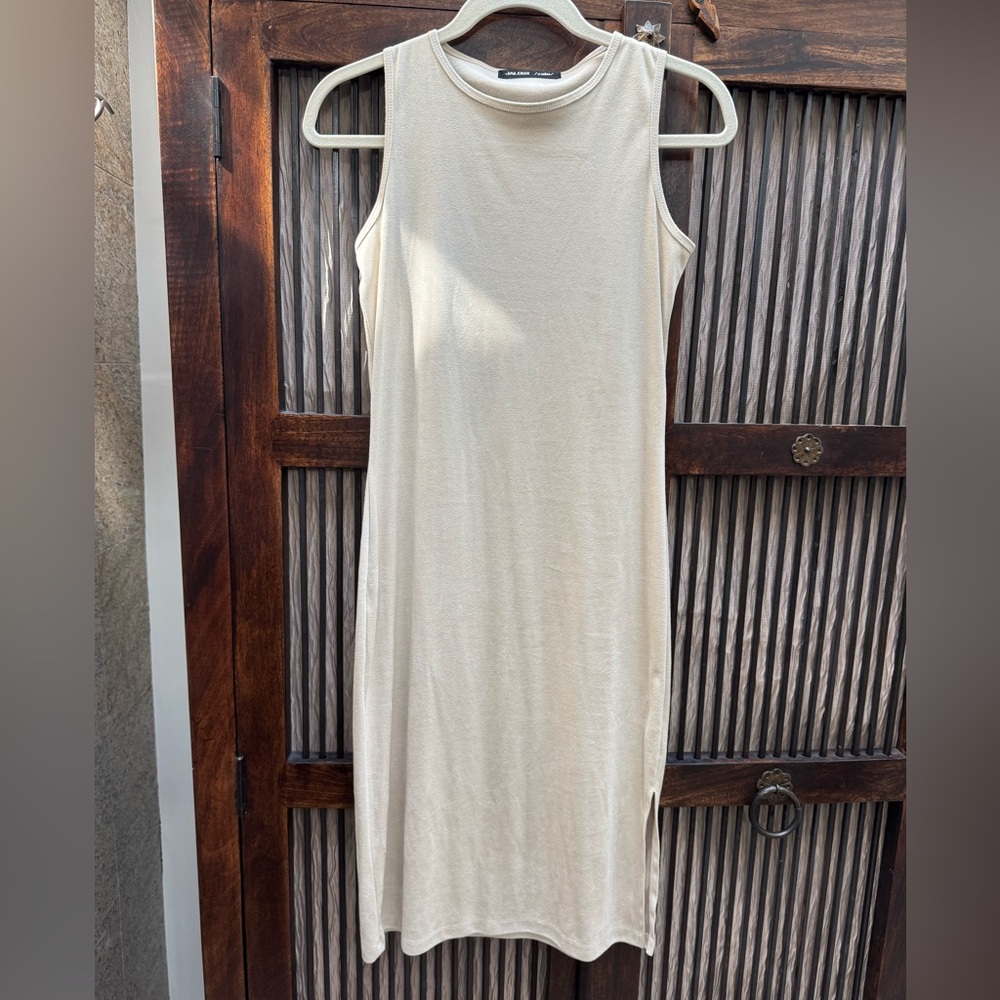 EUC Faux Suede Cream Sleeveless Dress - Size S